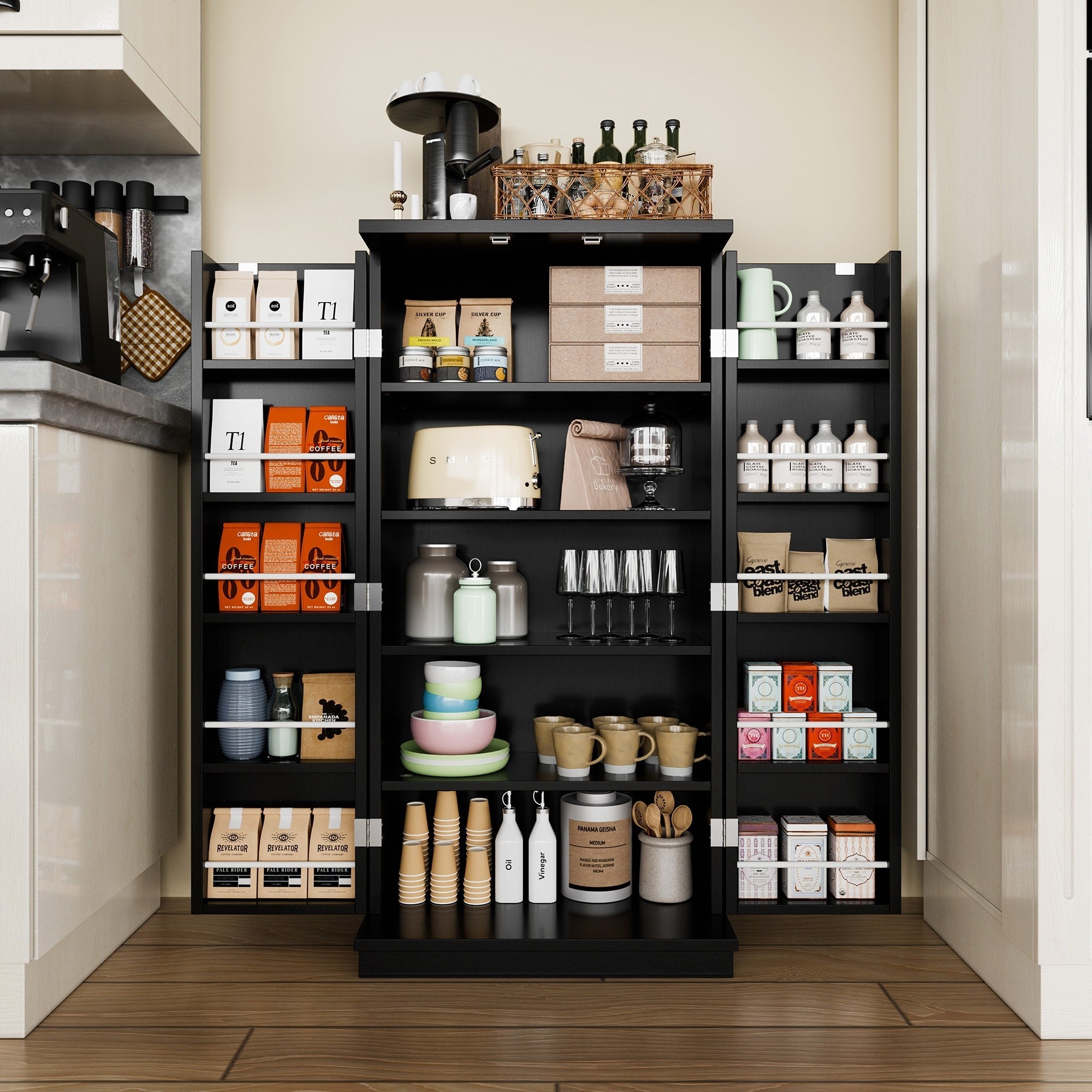 Futzca 47in Pantry Cabinet, Wooden Kitchen Storage Cabinets