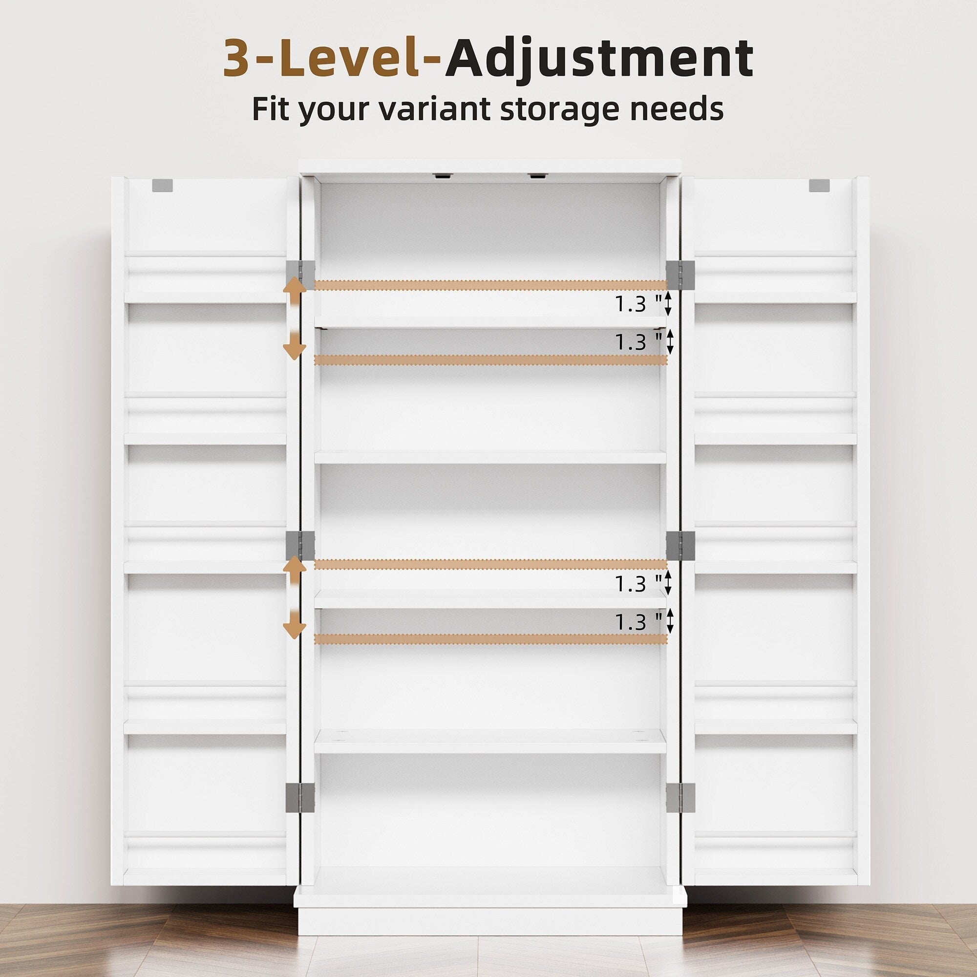 Futzca 47in Pantry Cabinet, Wooden Kitchen Storage Cabinets