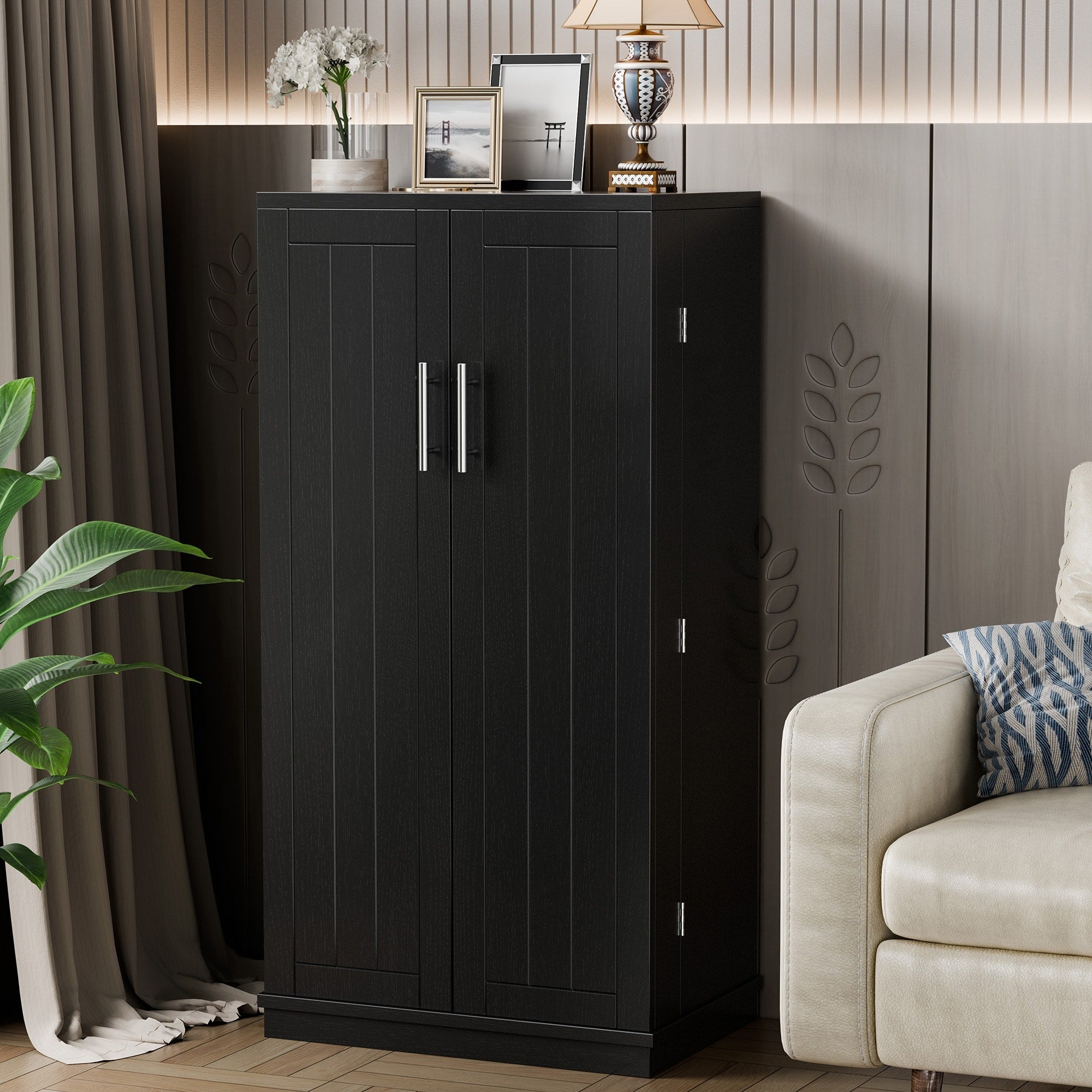 Futzca 47in Pantry Cabinet, Wooden Kitchen Storage Cabinets